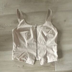 Abercrombie & Fitch Cream Zip-Front Camisole